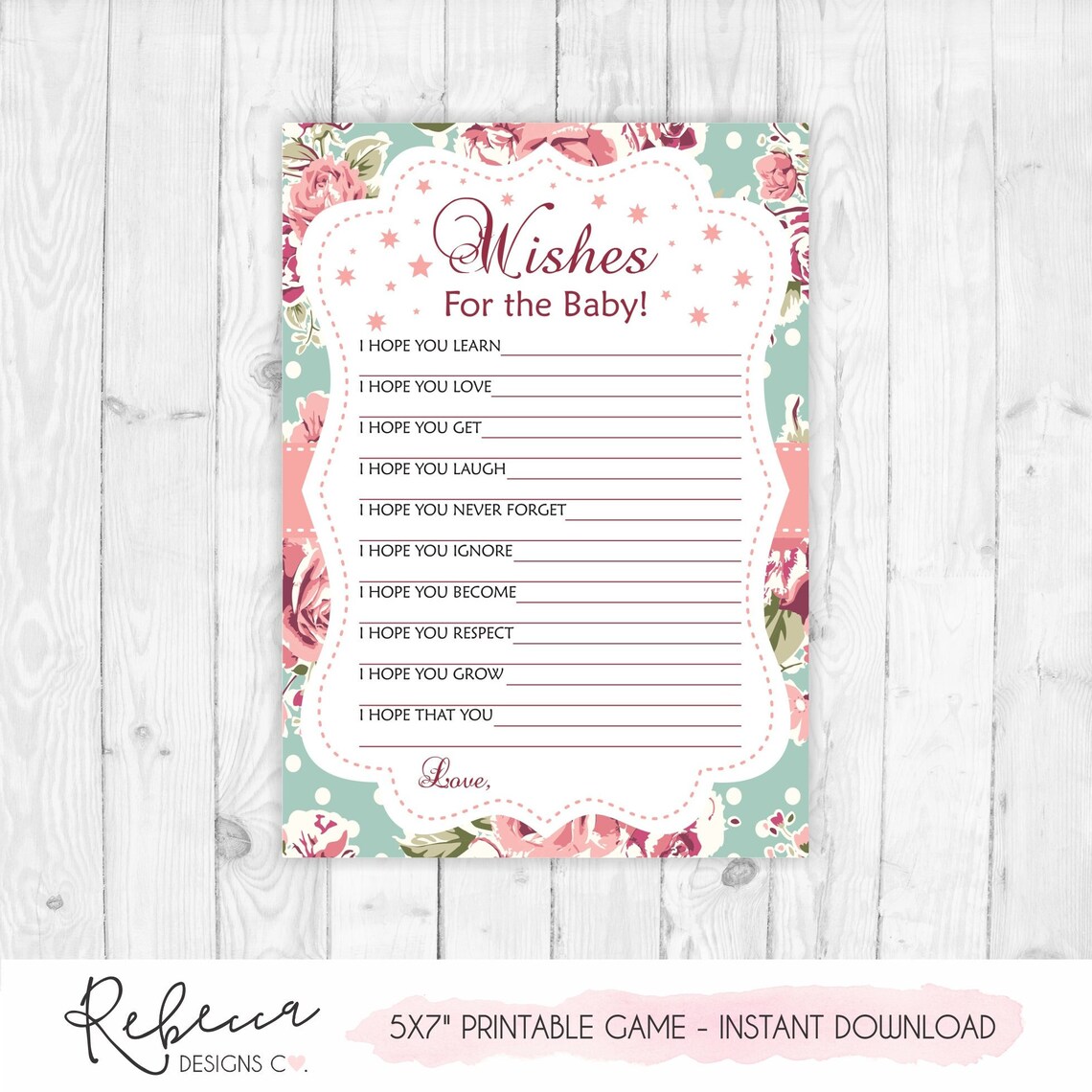 Wishes for Baby Baby Shower Wishes for Baby Printable Wishes - Etsy