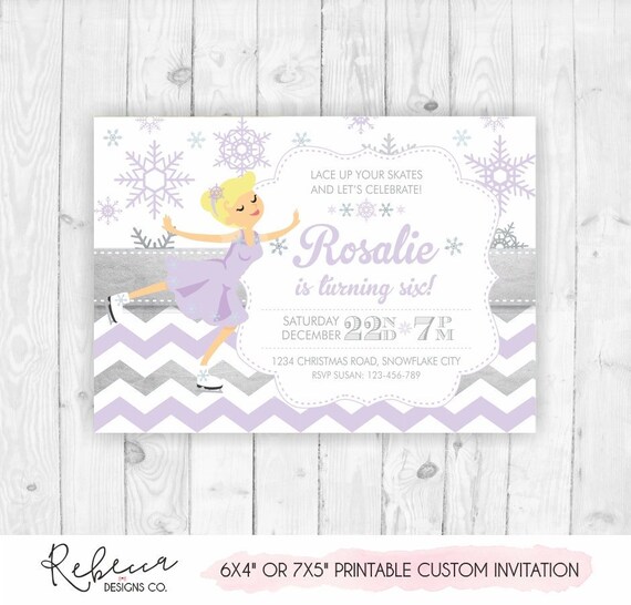 Ice skate invitation ice skating girl invitation birthday invite winter wonderland birthday invitation ice skating birthday printable purple Il_570xn