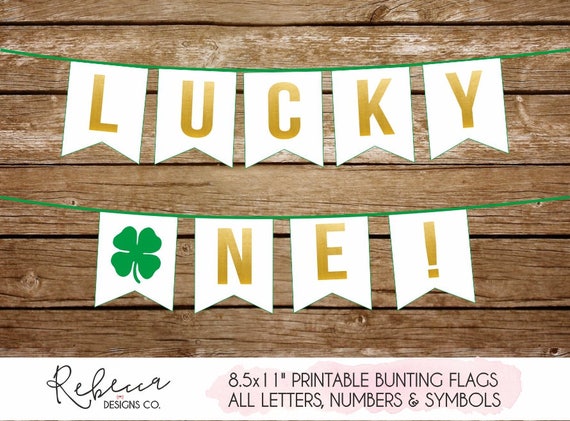 Lucky one bunting flags printable St Patricks banner st patricks birthday banner st patricks party bunting lucky one st patrick birthday 235 Il_570xn