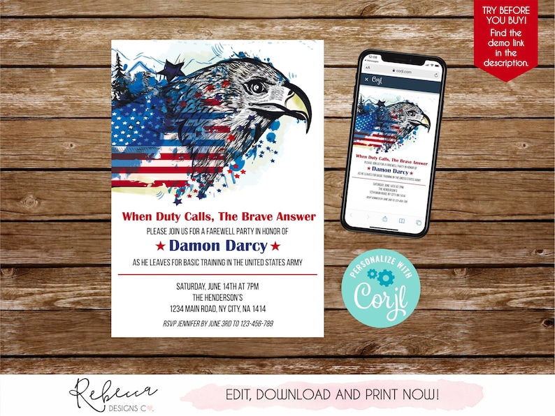 Going away military invitation deployment party army going away party invitation boot camp invitation army graduation basic training 328 image 1