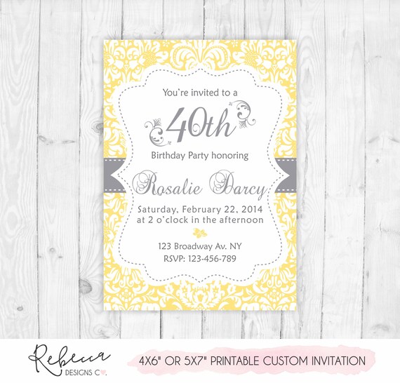 Yellow invitation 60 birthday party invite women birthday invite 21 30