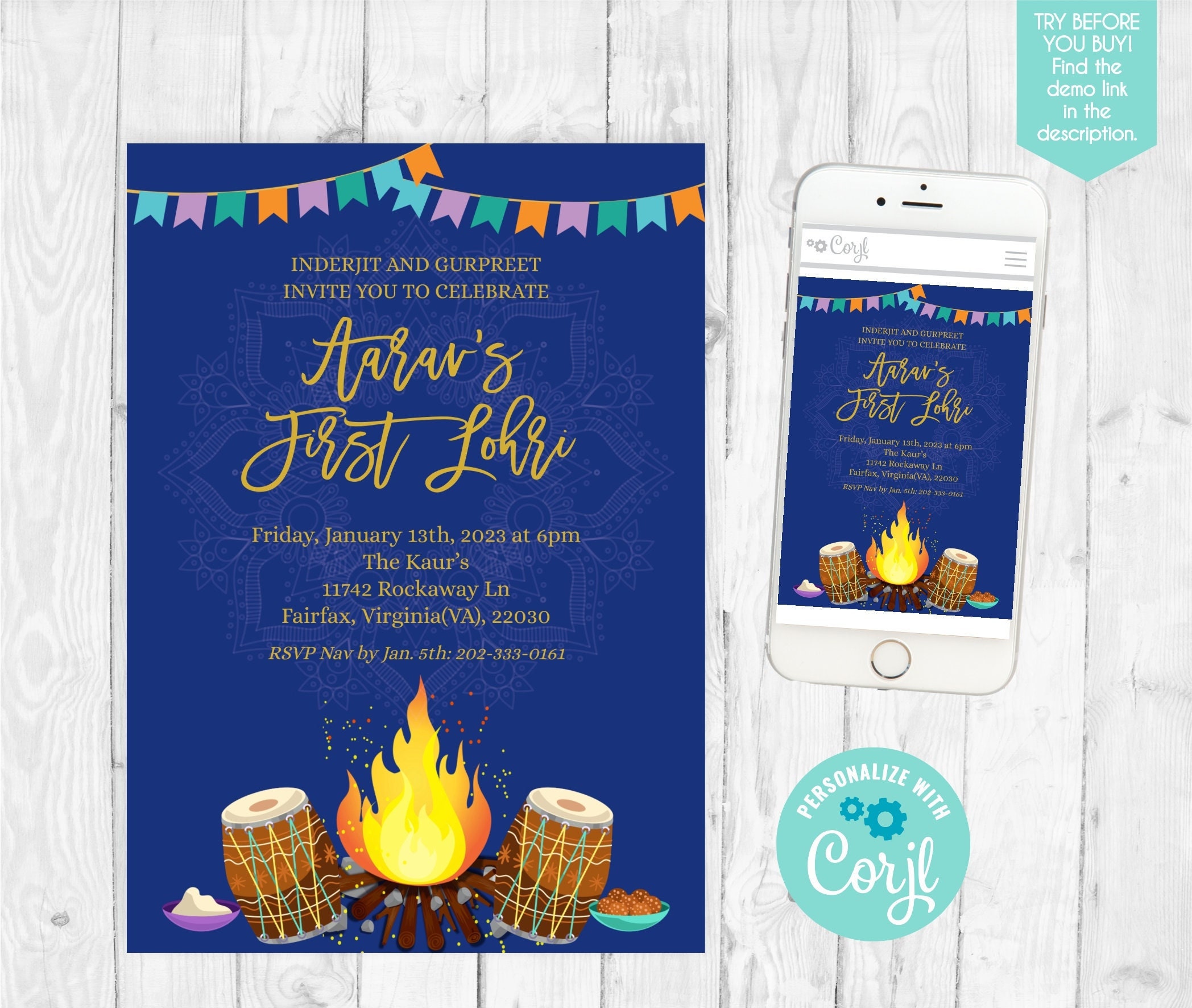 Lohri Invitation First Lohri Invitation Punjabi Baby Etsy UK