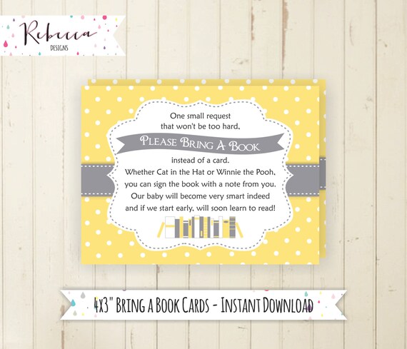 Book Request Yellow Book Baby Shower Printable Bring A Book Etsy Book Request Yellow Book Baby Shower Printable Bring A Book Etsy