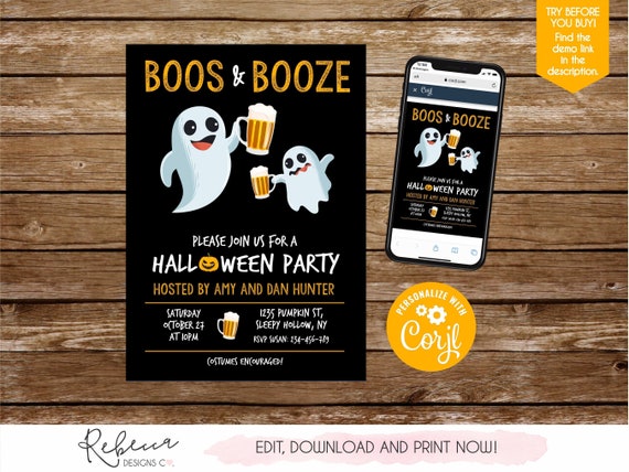 Boos and booze invitation you've been boozed Halloween invitation halloween template invite adult halloween party boos and brews beer 133 Il_570xn