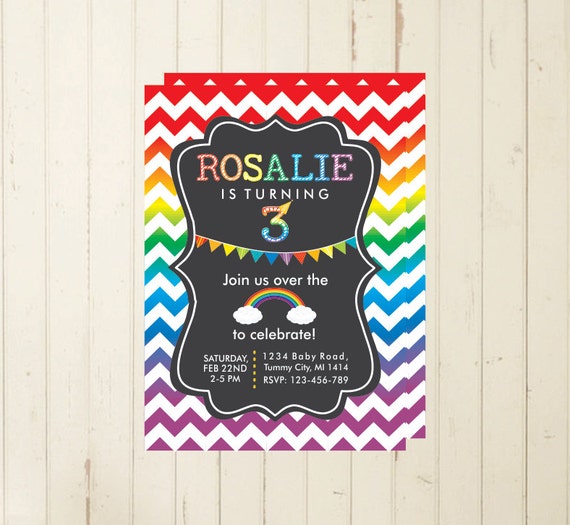 Rainbow invitation girl birthday invite rainbow party rainbow birthday rainbow printable 3rd birthday 2nd birthday 4th birthday party 236 Il_570xn