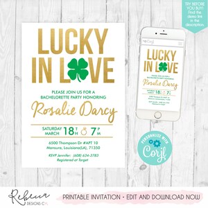 St Patricks bachelorette party invitation lucky in love bachelorette editable irish bachelorette mobile invitation st patricks invite 235 image 3