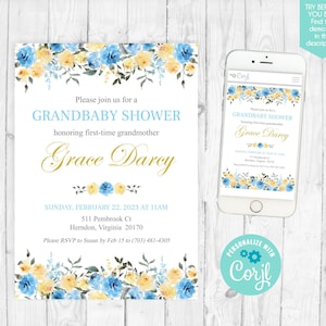 Grandmother baby shower template invite floral grandparents shower invitation grandma baby shower granchild shower invite grandson 337 image 2