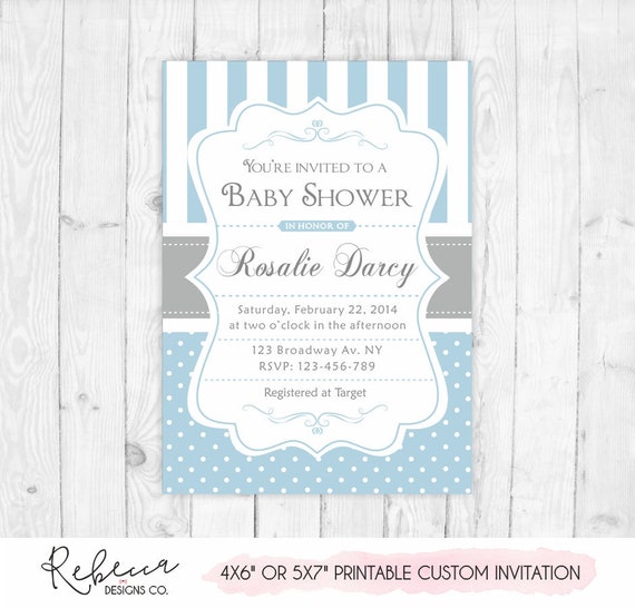 Baby shower printable invitation baby blue grey invite its a boy baby shower brunch invitation baby elegant baby shower party tea party 106 Il_570xn