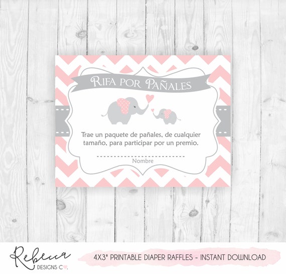 Diaper Raffles Spanish Rifas Para Pañales Baby Shower in 