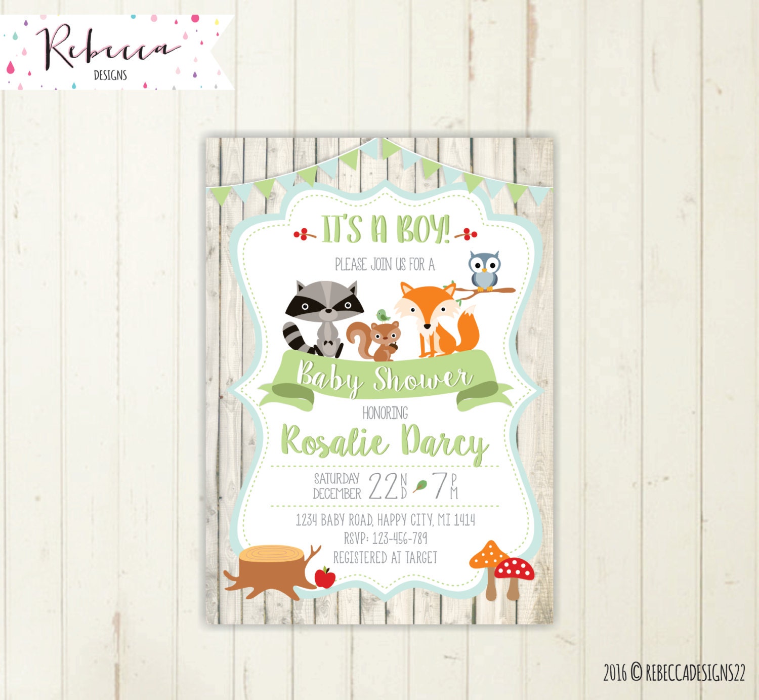 Woodland baby shower invitation its a boy invitation woodland Etsy