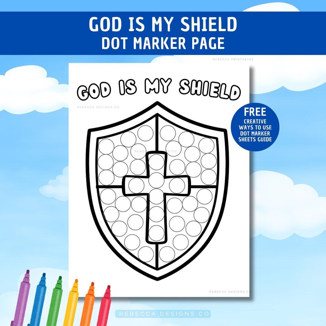 God is My Shield Dot Marker Page Shield of Faith Dot Marker Craft ...