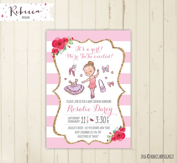 ballerina baby shower invitations