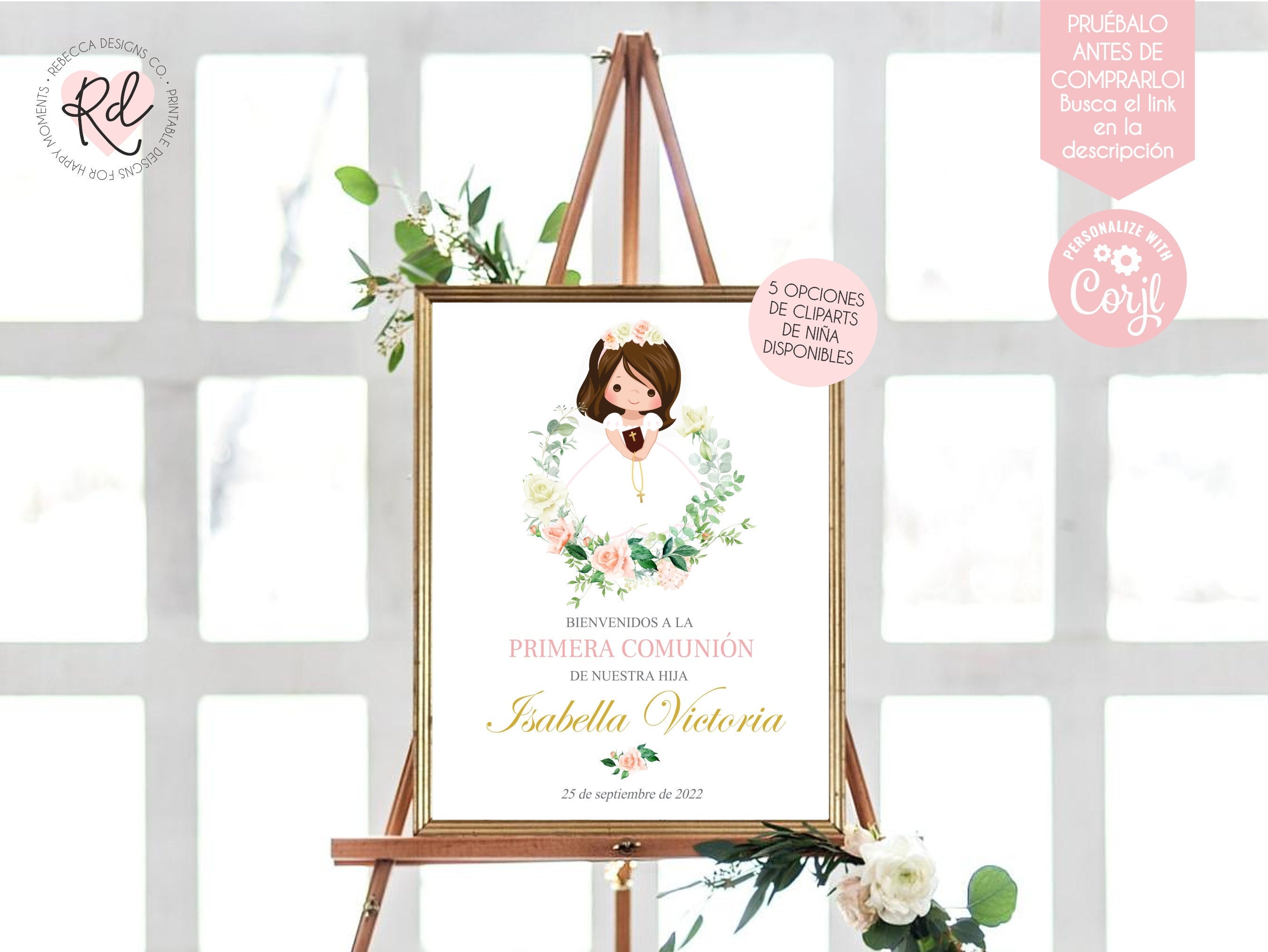 Cartel bienvenida primera comunion editable primera comunion Etsy México