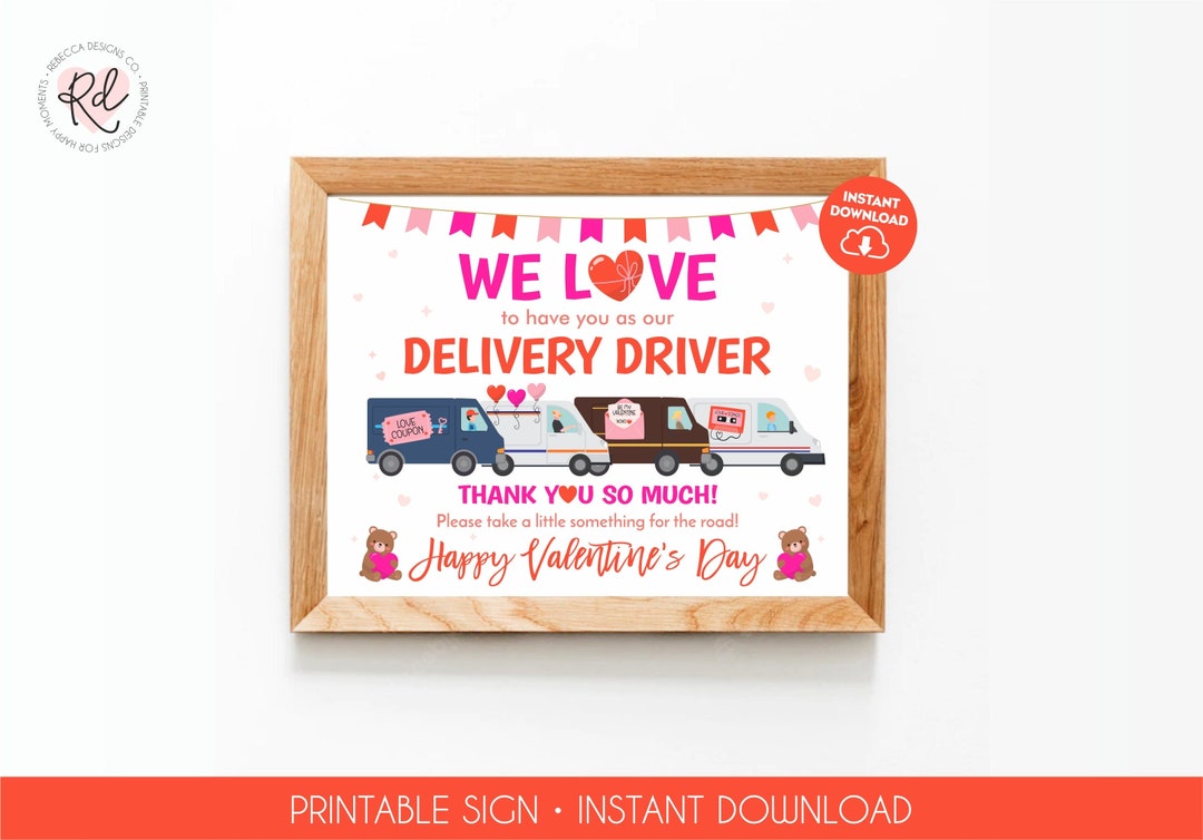 Delivery Driver Snacks Sign Happy Valentine's Day Thank You Treat ...