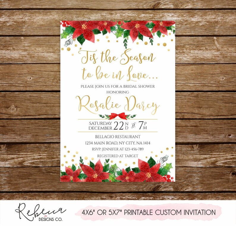 Christmas Bridal Shower Invitation Printable Bridal Shower Etsy