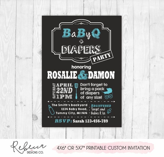 Baby Shower BBQ couples shower diaper bbq diaper baby q baby shower invite bbq invitation coed baby shower diaper shower diaper invite 129 Il_570xn