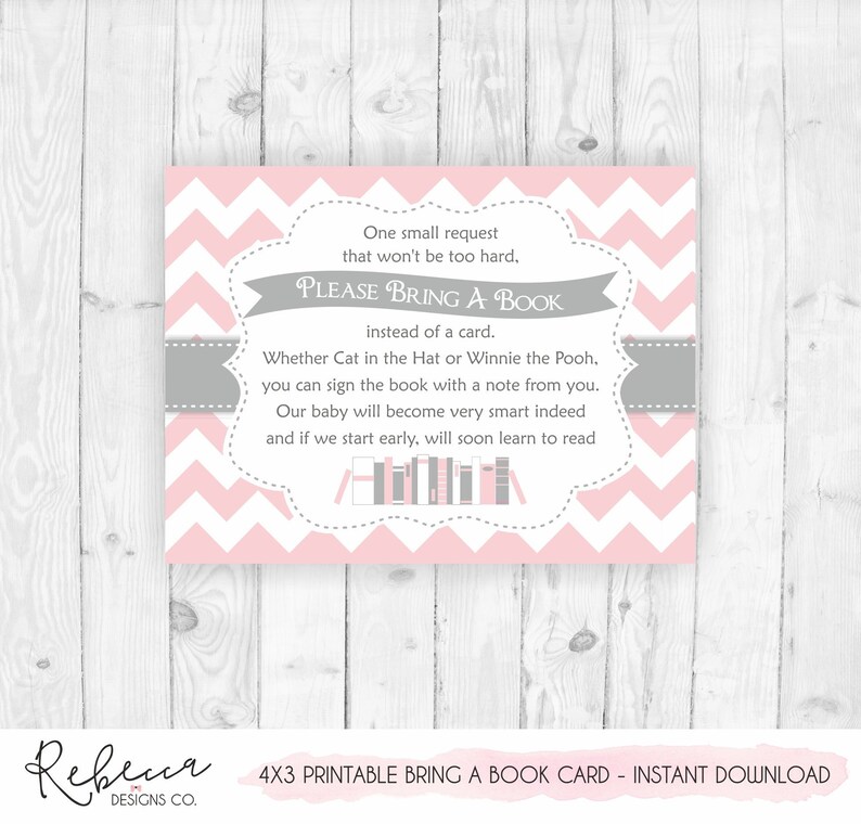 Baby Shower Book Insert Bring A Book Card Printable Bring A Etsy