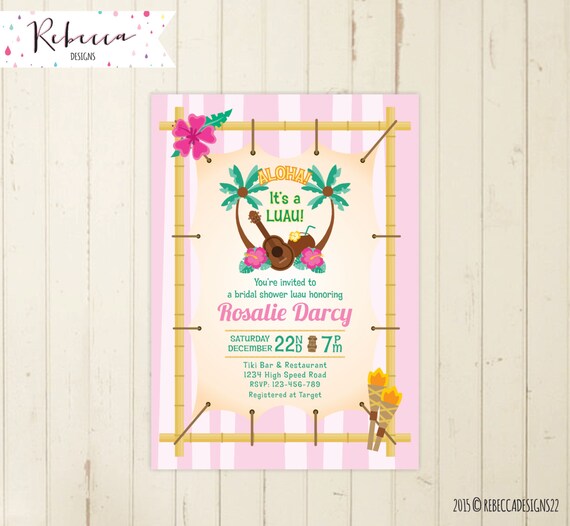 luau bridal shower invitation pink bridal shower invitation luau bachelorette invitation luau invite printable hens night bridal shower 261 Il_570xn