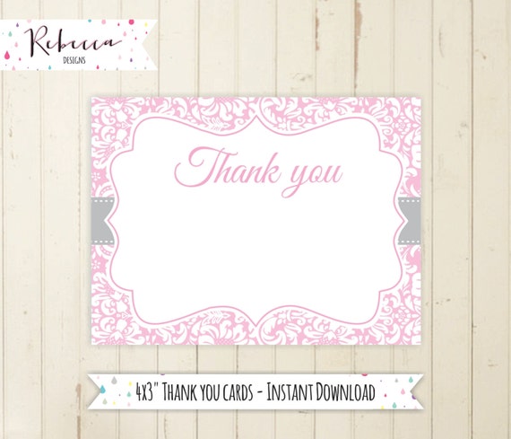 Printable Baby Shower Thank You Card Printable Thank You Pink Girl Baby Bump Thank You Card DARK SKIN Baby Shower Thank You
