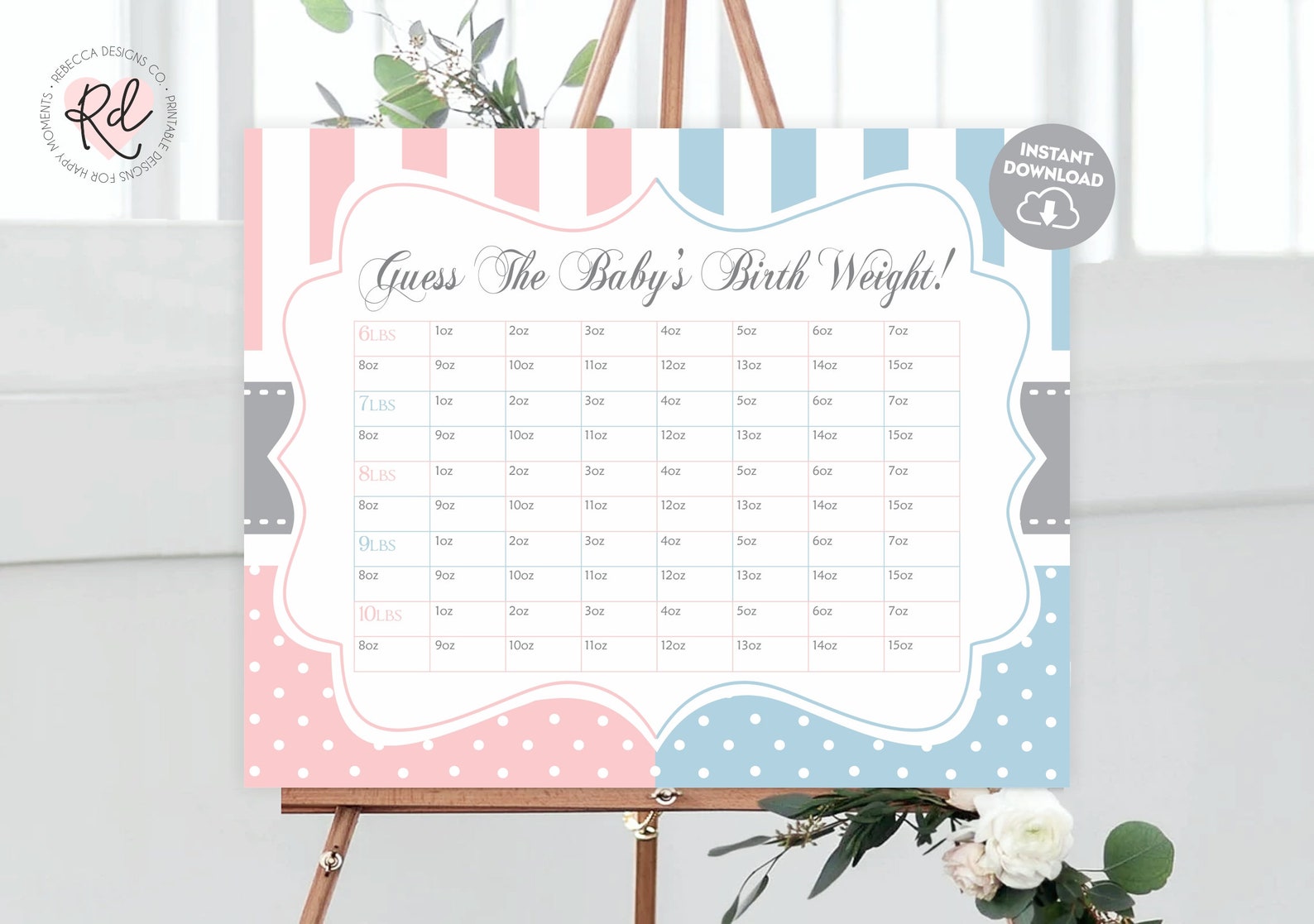 Guess the Baby's Weight Baby Shower Game Printable - Etsy