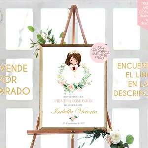Invitacion de comunion niña imprimible fiesta primera comunion nina invitacion rosa first communion girl in spanish comunion en español image 5