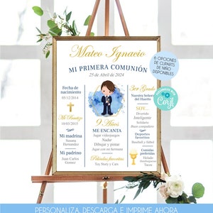 Cartel Primera Comunion Editable Bienvenida Primera Comunion De Niño Invitacion Comunion Nino Decoracion Sign Boy Communion In Spanish 349 image 2