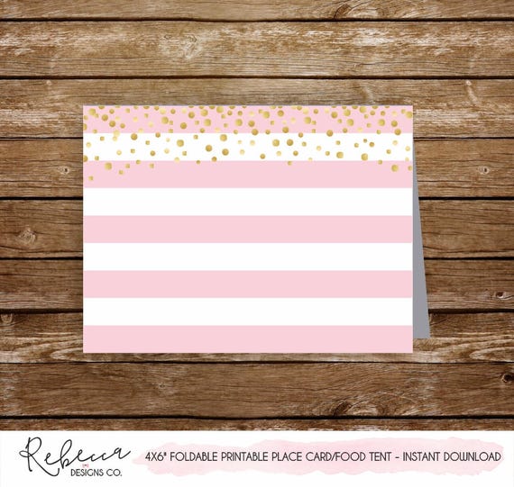 Pink And Gold Place Cards Bridal Shower Food Tents Printable Baby pink-and-gold-place-cards-bridal-shower-food-tents-printable-baby