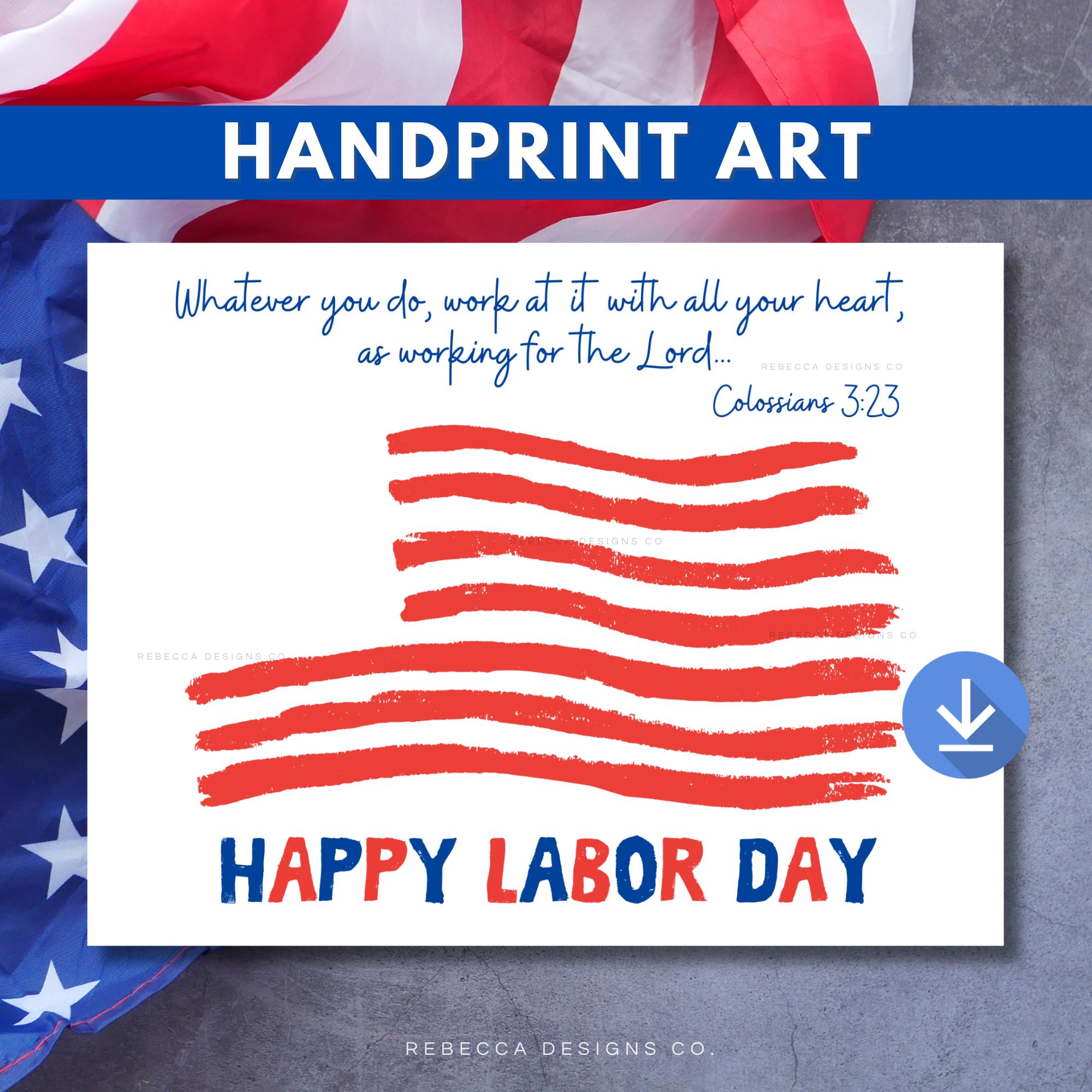 Christian Labor Day Handprint Craft Labor Day Activity for Kids Sunday ...
