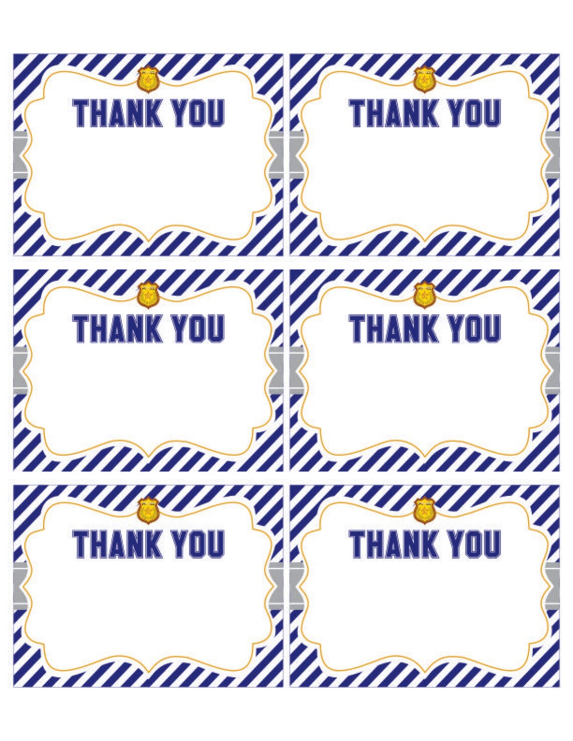 police thank you card policeman thank you card printable etsy