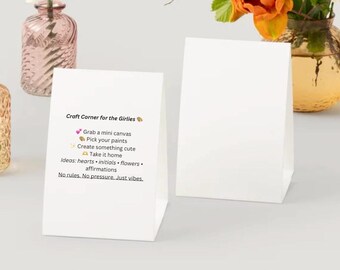 Editable Craft Corner Table Tent Sign | Printable Party Table Sign | DIY Paint Party Decor | Instant Download