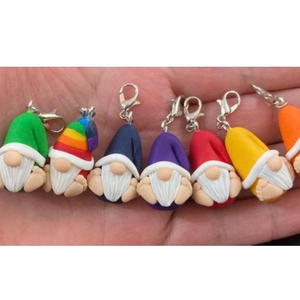Gonk Stitch Markers, handmade clay ornaments, knitting and crochet aids, place holder, progress keeper