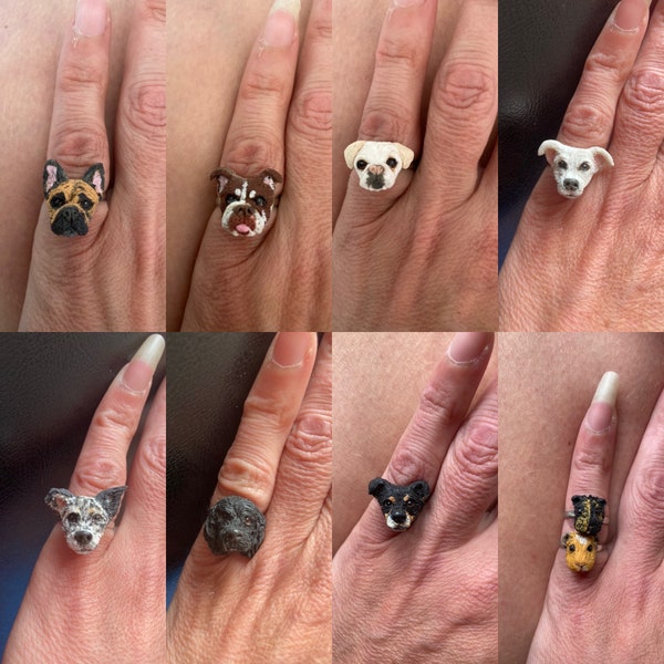 Personalised dog rings, adjustable rings handmade clay, made from your photos, gifts for her, unique gift, pet memorial, dog lovers