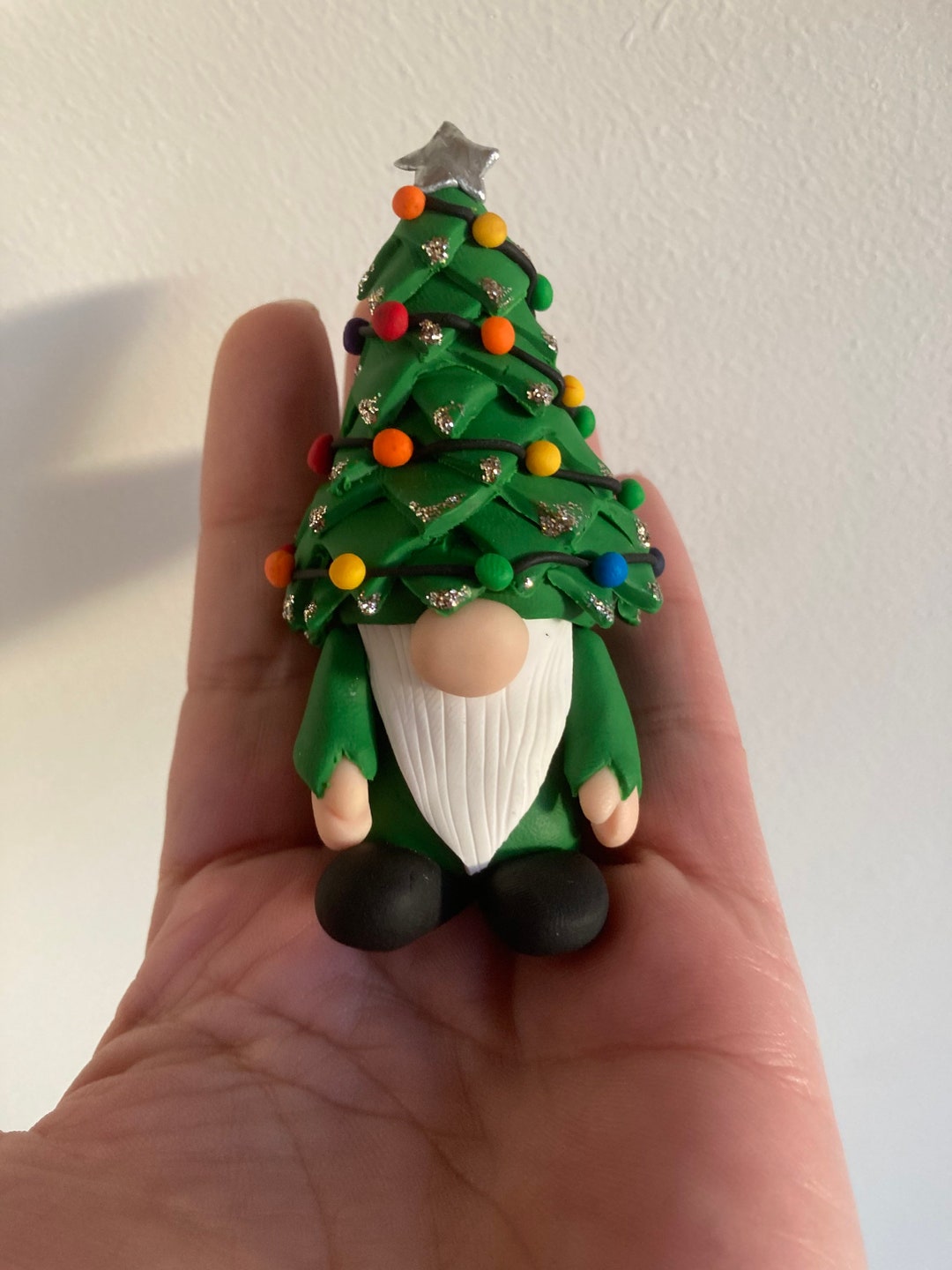 Christmas Tree Gonk Gnome, Handmade Clay Ornament, Xmas Gift Ideas