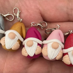 Gonk Gnome charms, individual charms with lobster clasps, choice of colours, gifts for her, stitch markers, new colours