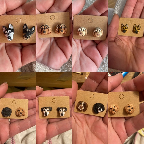 Personalised dog earrings, handmade polymer clay studs, made from your photos, dog lovers, gifts for her, Mother’s Day gift, pet memorial