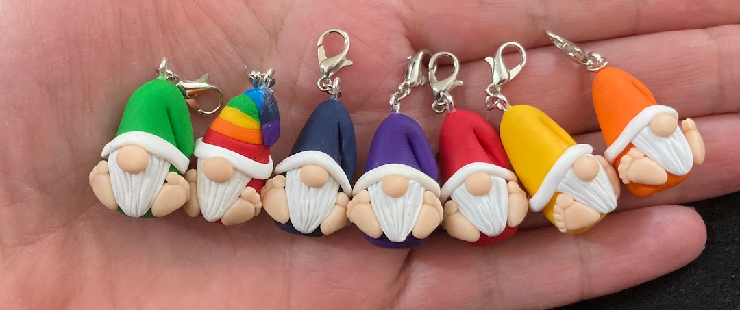 Gonk Gnome charms, individual charms with lobster clasps, choice of colours, gifts for her, stitch markers, will not arrive before Xmas