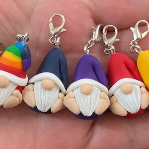 Gonk Gnome charms, individual charms with lobster clasps, choice of colours, gifts for her, stitch markers, will not arrive before Xmas