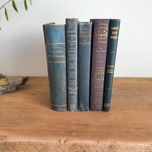 Vintage Blue Books, Antique Book Set- Timeless Classics,  Rare & Collectible Editions, Elegant Old-World Book Set, Charming Retro Books