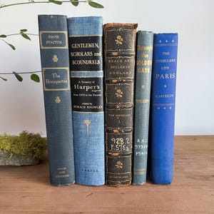 Vintage Blue Books, Antique Book Set- Timeless Classics,  Rare & Collectible Editions, Elegant Old-World Book Set, Charming Retro Books