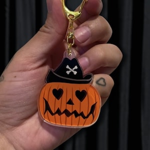 Cowboy Pumpkin Keychain