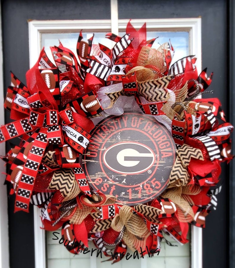 Georgia Bulldogs Wreathgeorgia Football Door Etsy