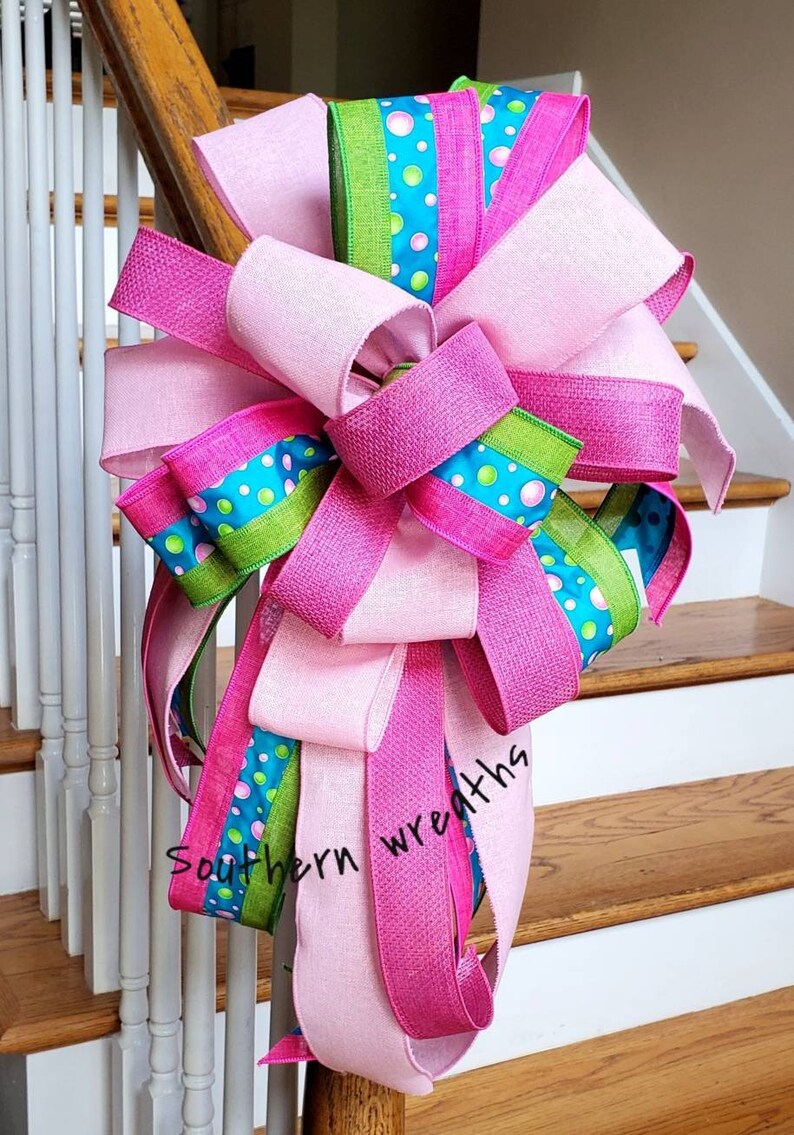Pink Lime Green Bow For Mailbox Baby Shower Decorations Etsy