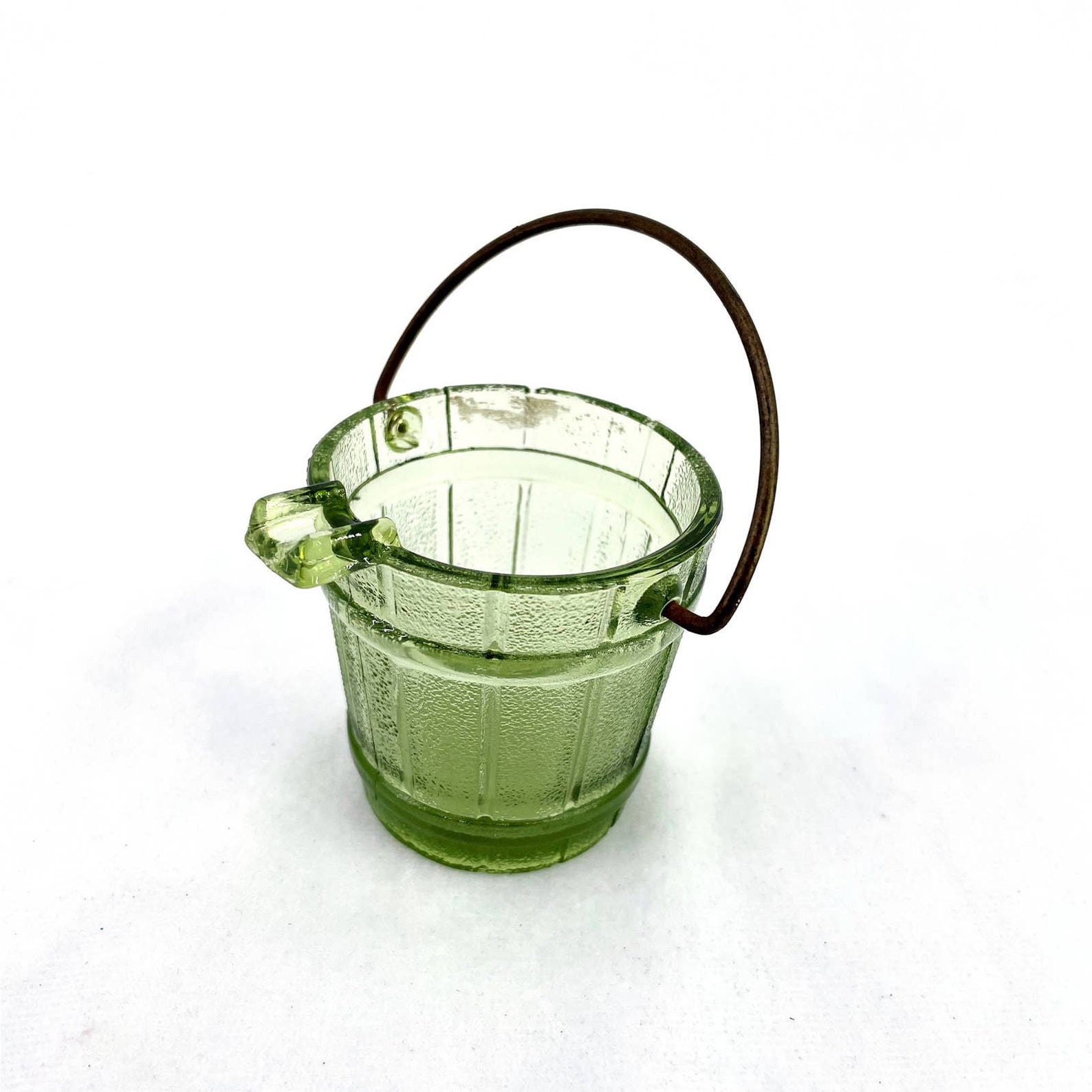 Vintage Continental Can Green Glass Bucket Pail Ashtray Metal Etsy