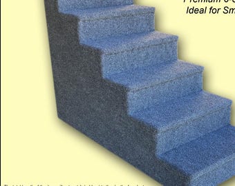 Sturdy 24” Tall Pet Steps – Fully Carpeted for Small, Medium & Large Pets, Indoor Use. Dog Steps gray color, Six steps. 24 H x 15 W x  35 D.
