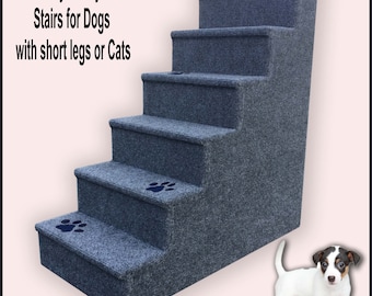 Tall Steps for small Dogs or Cats, Dog Steps gray color with paws, Small to Medium Dogs or Cats, Dogs with short legs. 30 H x 15 W x  30 D.
