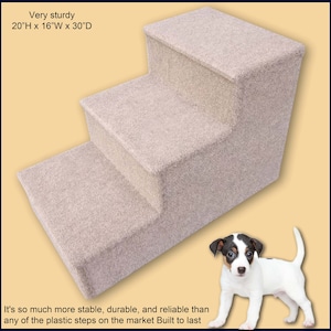 Premier Pet Steps , 20H x 16W x 30D. Pet Stairs Carpeted. Pet Supplies, Pet Steps for Dogs or Cats. Veterinarian recommended.