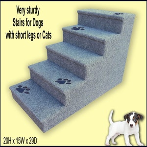 Pet Steps for small Dogs with paw prints, Dog Steps gray color, Small to Medium Dogs. Five steps. 20" High x 15" Wide x 29" Deep.