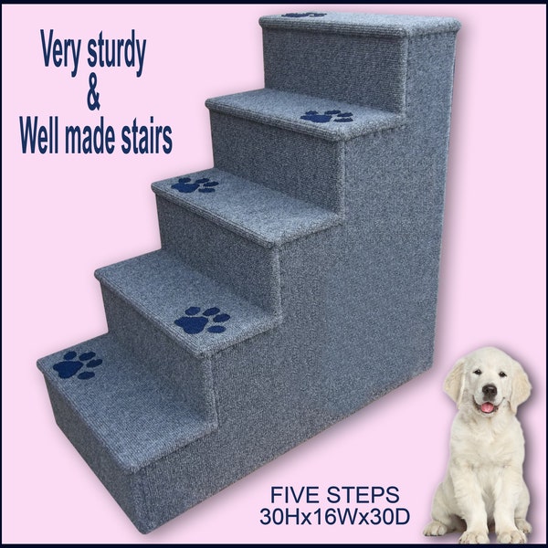 Luxury steps. 30 inches tall wooden dog steps, pet stairs. Dogs steps, Pet furniture, Puppy steps.