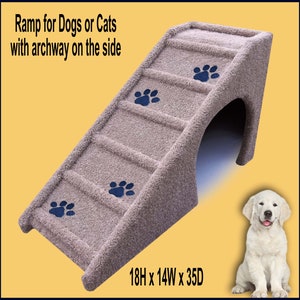 Pet Ramp with Paw prints and opening on the side. Dog Ramp 18Hx14Wx35D,  Cat Ramp. Built to last.