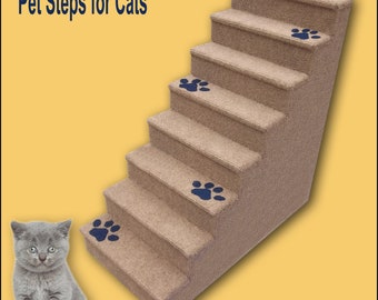 Cat Steps with paw prints, eight steps, 30 High x 15 Wide x 30 Deep, Pet Steps for cats.